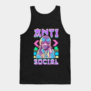 Cute Anti Social Vaporwave Anime Girl Antisocial Tank Top